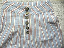 Load image into Gallery viewer, Angel Kiss Pants Womens Small Striped Linen Button Fly Wide Leg Casual Ladies