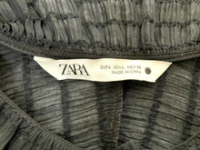 Load image into Gallery viewer, ZARA Shirt Womens Large Black Button Up Ruffle Trim Flowy Peplum Tunic Blouse