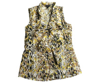 Load image into Gallery viewer, Banana Republic Shirt Womens PXS Yellow Brown Tank Ruffle Trim Blouse Petites