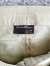 Load image into Gallery viewer, Eddie Bauer Pants Womens 10 (34x31.2) Light Tan Cargo Straight Leg Nylon Spandex