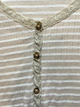 Load image into Gallery viewer, Como Blu Shirt Womens 2X Button Front Lace Trim Tie Blouse Striped Plus Ladies