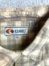 Load image into Gallery viewer, Kamro USA Shirt Adult 2XL XXL Tan Plaid Button Up Pocket Casual Outdoor Mens