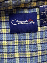 Load image into Gallery viewer, Catalina Shirt Adult 2XL XXL Yellow Blue Plaid Button Up Pocket Casual Mens
