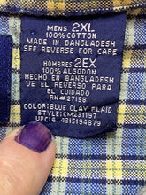 Load image into Gallery viewer, Catalina Shirt Adult 2XL XXL Yellow Blue Plaid Button Up Pocket Casual Mens