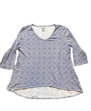 Load image into Gallery viewer, Chicos Shirt Womens 2 Blue Geometric Oversized Lagenlook Boho Flowy Blouse Tunic