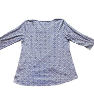 Load image into Gallery viewer, Chicos Shirt Womens 2 Blue Geometric Oversized Lagenlook Boho Flowy Blouse Tunic