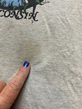 Load image into Gallery viewer, VTG Wisconsin Shirt Womens Large Gray Single Stitch Funny Cow Farm 90s Ladies