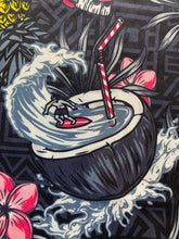 Load image into Gallery viewer, Good Vibes Shirt Adult 3XL Tiki Flamingo Beach Hawaiian AOP Skeleton Surf Mens