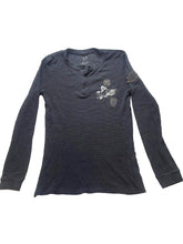 Load image into Gallery viewer, Armani Exchange Shirt Adult Small Black Waffle Knit Thermal Henley Eagle AX Mens