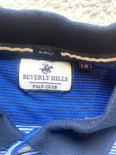 Load image into Gallery viewer, Beverly Hills Polo Club Shirt Adult Large Slim Fit Striped Embroidered Golf Mens