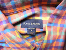 Load image into Gallery viewer, Scott Barber Shirt Adult Medium Button Up Long Sleeve Rainbow Plaid Casual Mens