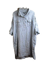 Load image into Gallery viewer, Lands End Dress Womens 20W Flap Pocket Button Front Collared Striped Plus Lady