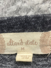 Load image into Gallery viewer, Anthropologie Altar’d State Shirt Womens Medium Gray Black Ruffle Cold Shoulder