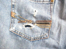 Load image into Gallery viewer, ARIAT Jeans Adult 38x32 Blue Denim Straight Leg Destroyed Thrash Rugged Mens
