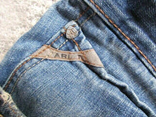 Load image into Gallery viewer, ARIAT Jeans Adult 38x32 Blue Denim Straight Leg Destroyed Thrash Rugged Mens