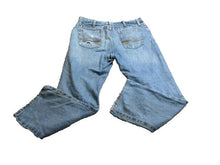 Load image into Gallery viewer, ARIAT Jeans Adult 38x32 Blue Denim Straight Leg Destroyed Thrash Rugged Mens