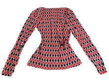 Load image into Gallery viewer, Boden Shirt Women 6 Red Navy Geometric Elodie Jersey Wrap Blouse Stretch Viscose
