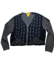 Load image into Gallery viewer, Classiques Entier Sweater Womens Large Black Wool Rayon Silk Beaded Zip Petites