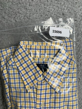 Load image into Gallery viewer, Brooks Brothers 346 Shirt Adult Small Yellow Blue Button Up Grid Checkered Mens