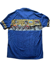 Load image into Gallery viewer, VTG Paradise Found Shirt Adult Medium Blue Hawaiian Tiki Tavern Motorcycle Mens
