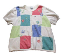Load image into Gallery viewer, Alfred Dunner Sweater Womens 2X Plus Button Up Cardigan Patchwork Flower Ladies