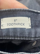 Load image into Gallery viewer, J Crew Jeans Womens 25x27 Black Whiskered 8" Toothpick Super Skinny Denim Ladies
