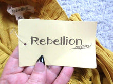Load image into Gallery viewer, Rebellion Shirt Womens Extra Large Yellow Peasant Cropped Embroidered Rayon NWT