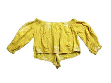 Load image into Gallery viewer, Rebellion Shirt Womens Extra Large Yellow Peasant Cropped Embroidered Rayon NWT
