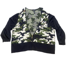 Load image into Gallery viewer, Ashley Stewart Sweater Womens 26 Black Green Camo Zip Up Cardigan Plus Ladies