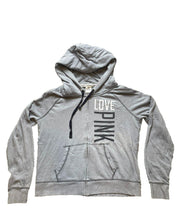 Load image into Gallery viewer, Victoria's Secret Sweatshirt Womens Large Gray Full Zip Love Pink Hoodie Fleece