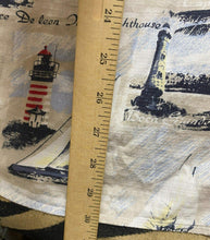 Load image into Gallery viewer, Keeler Bay Shirt Adult Medium AOP Lighthouse Sailing Boat Rayon Hawaiian Mens