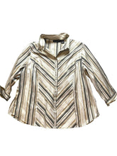 Load image into Gallery viewer, Blue Diamond Shirt Womens 1X Button Up Collared Blouse Stretch Plus Ladies