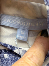 Load image into Gallery viewer, Antonio Melani Shirt Womens Medium Denim White Boho Peasant Halter MSRP $119 NWT