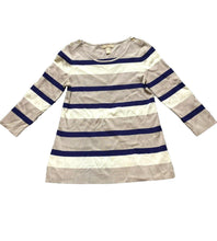Load image into Gallery viewer, Banana Republic Sweater Womens Medium Taupe Navy Striped Nylon Spandex Ladies