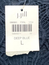 Load image into Gallery viewer, J Jill Shirt Womens Large Deep Blue Crochet Embroidered Boho Blouse Linen NWT