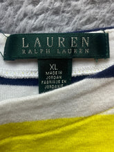 Load image into Gallery viewer, Lauren Ralph Lauren Shirt Womens Extra Large Navy Yellow Striped Boat Neck Lady
