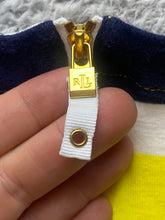 Load image into Gallery viewer, Lauren Ralph Lauren Shirt Womens Extra Large Navy Yellow Striped Boat Neck Lady