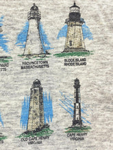 Load image into Gallery viewer, VTG Coastal Lighthouses Shirt Adult Extra Large Gray Single Stitch Pocket Mens