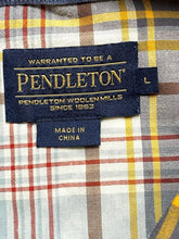 Load image into Gallery viewer, Pendleton Shirt Adult Large Gray Gold Plaid Woolen Mills Button Up Casual Mens
