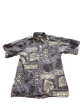 Load image into Gallery viewer, Go Barefoot Shirt Adult Small Gray AOP Hawaiian Tropical Aloha Button Up Mens