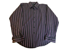 Load image into Gallery viewer, 7 Diamonds Shirt Adult 2XL XXL Black Purple Striped Button Up Casual Mens