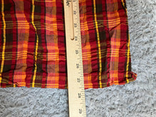 Load image into Gallery viewer, Anxious Shirt Adult Large Red Orange Yellow Plaid Button Up Colorful Camp Mens