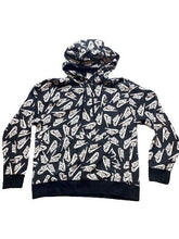 Load image into Gallery viewer, Nike Sweatshirt Adult Medium Black White Hoodie Allover Print Fleece Swoosh Mens