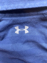 Load image into Gallery viewer, Under Armour Shirt Adult Small Navy Striped Preppy Loose HeatGear Golf Polo Mens
