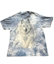 Load image into Gallery viewer, The Mountain Shirt Adult Large Blue Gray Tie Dye Collin Bogle Snow Wolf AOP Mens