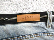 Load image into Gallery viewer, Civil Regime Jeans Adult 30x32 Blue Destroyed Rugged Thrash Zip Accent Denim Men