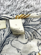 Load image into Gallery viewer, Anthropologie Hinge Dress Womens Small Navy Gold Hippie Peasant Boho Swing Flare