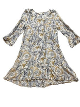 Load image into Gallery viewer, Anthropologie Hinge Dress Womens Small Navy Gold Hippie Peasant Boho Swing Flare