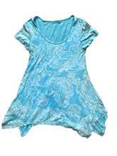 Load image into Gallery viewer, Fresh Produce Shirt Womens Medium Blue Tunic AOP Paisley Lagenlook Boho Blouse