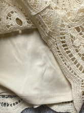 Load image into Gallery viewer, Adiva Shirt Womens Medium Beige Crochet Open Knit Boho Peasant Lined Blouse